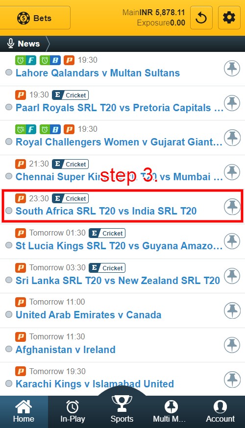 HOW TO PLAY SPORTS BETTING in Odds96:​ Step 3